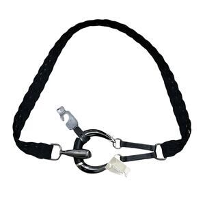 Chico's Minerva Ring High Hip Belt NWT Sz S Black Gray Stretch Refined Woven